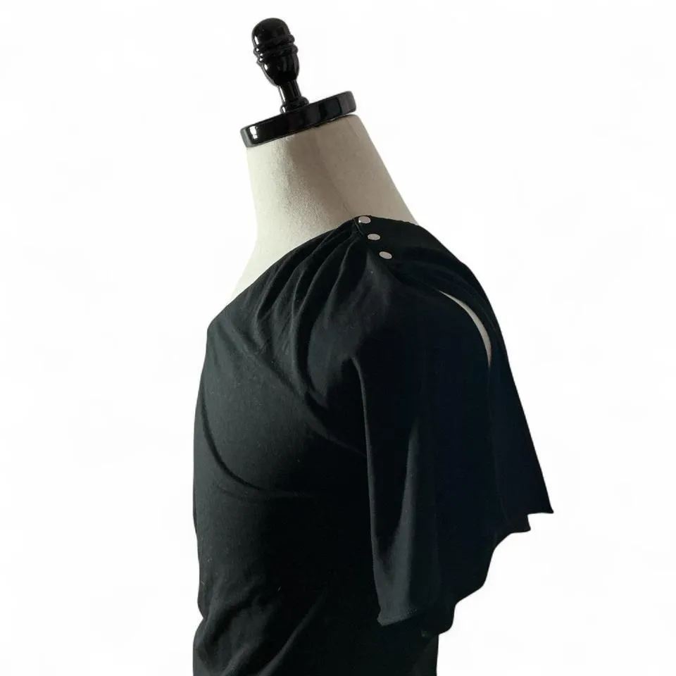 NWT White House Black Market Black One Shoulder Top Shirt Size M Grunge Gothic - Image 2