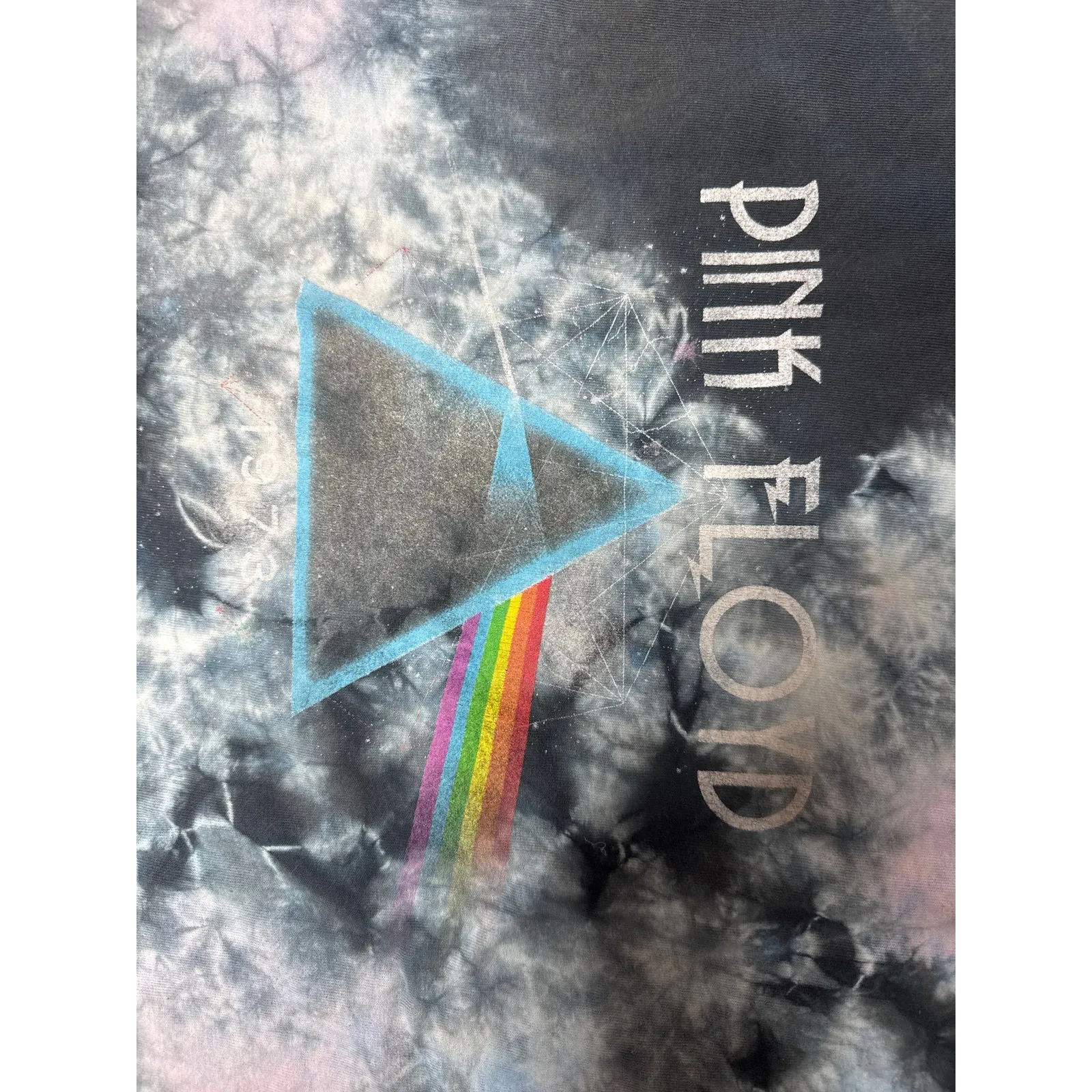 Pink Floyd Cropped Band Tee Women’s Large 100% Cotton Tie Dye Graphic Shirt - Image 4