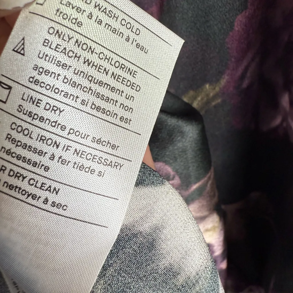 Vince Night Garden Lapel Collar Popover 100% Silk Rose Print Blouse W1782 Sz XS - Image 8