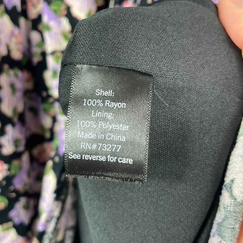 Sonoma Women's Black Floral Milk Maid Dress Size XS Whimsy Coquette Fairy - Image 5