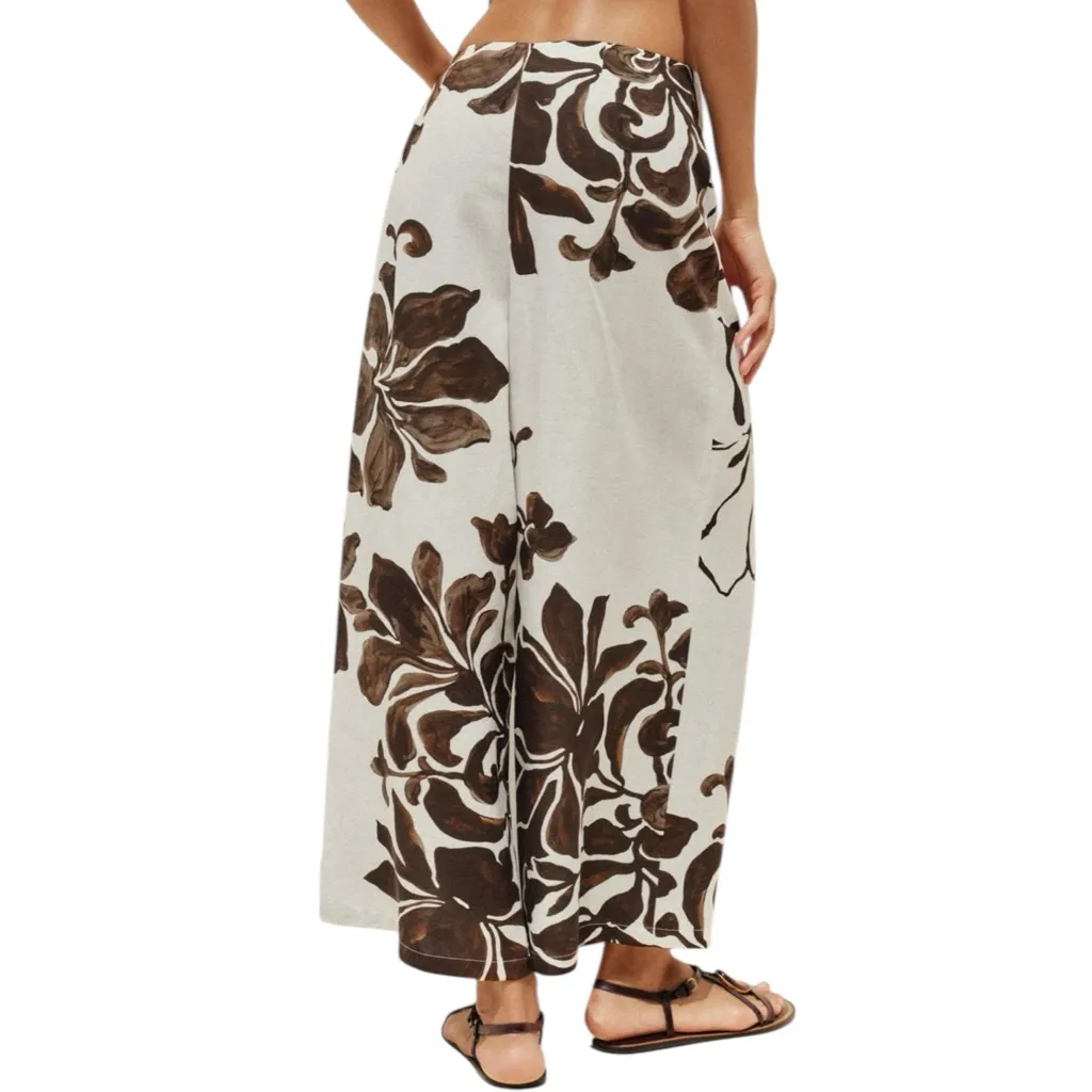 Zara Floral Wrap Pants Cropped Brown Cream XS Bohemian - Image 10