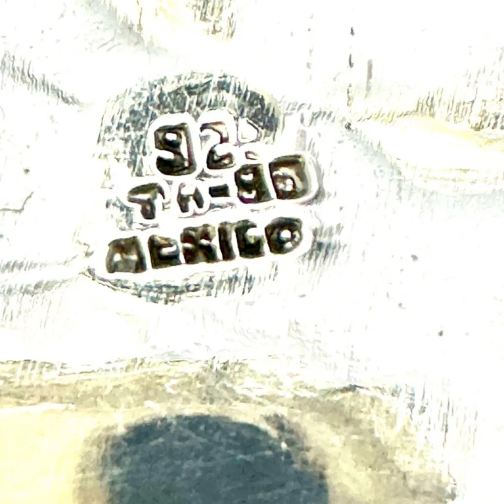 Taxco Mexico Sterling Silver Pendant Oval Shape Bead Edge 925 Obsidian - Image 4