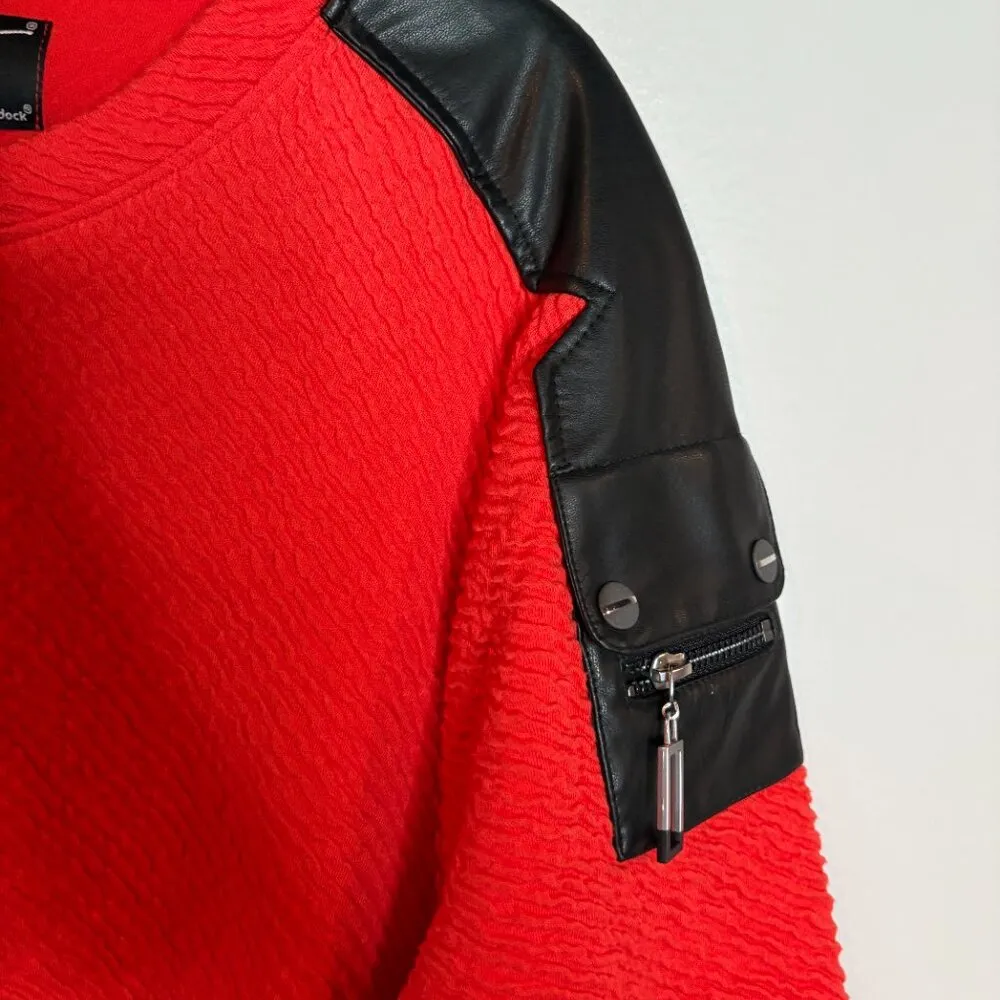 Jamie Sadock faux leather zipper art golf pullover Red - Image 2