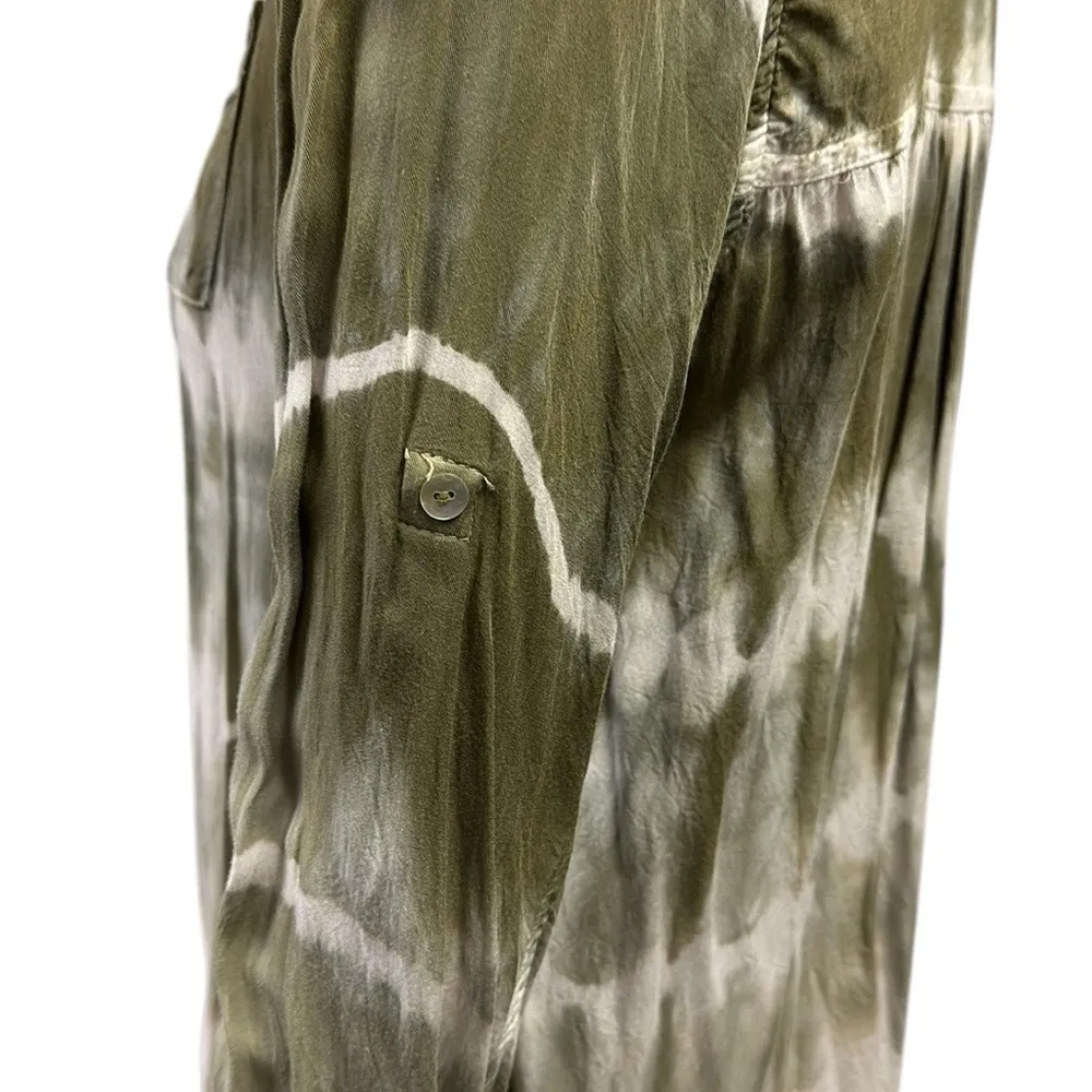 Umgee Ombre Tie Dye Popover Long Sleeve Collared Pocket Tunic Blouse Womens S - Image 5