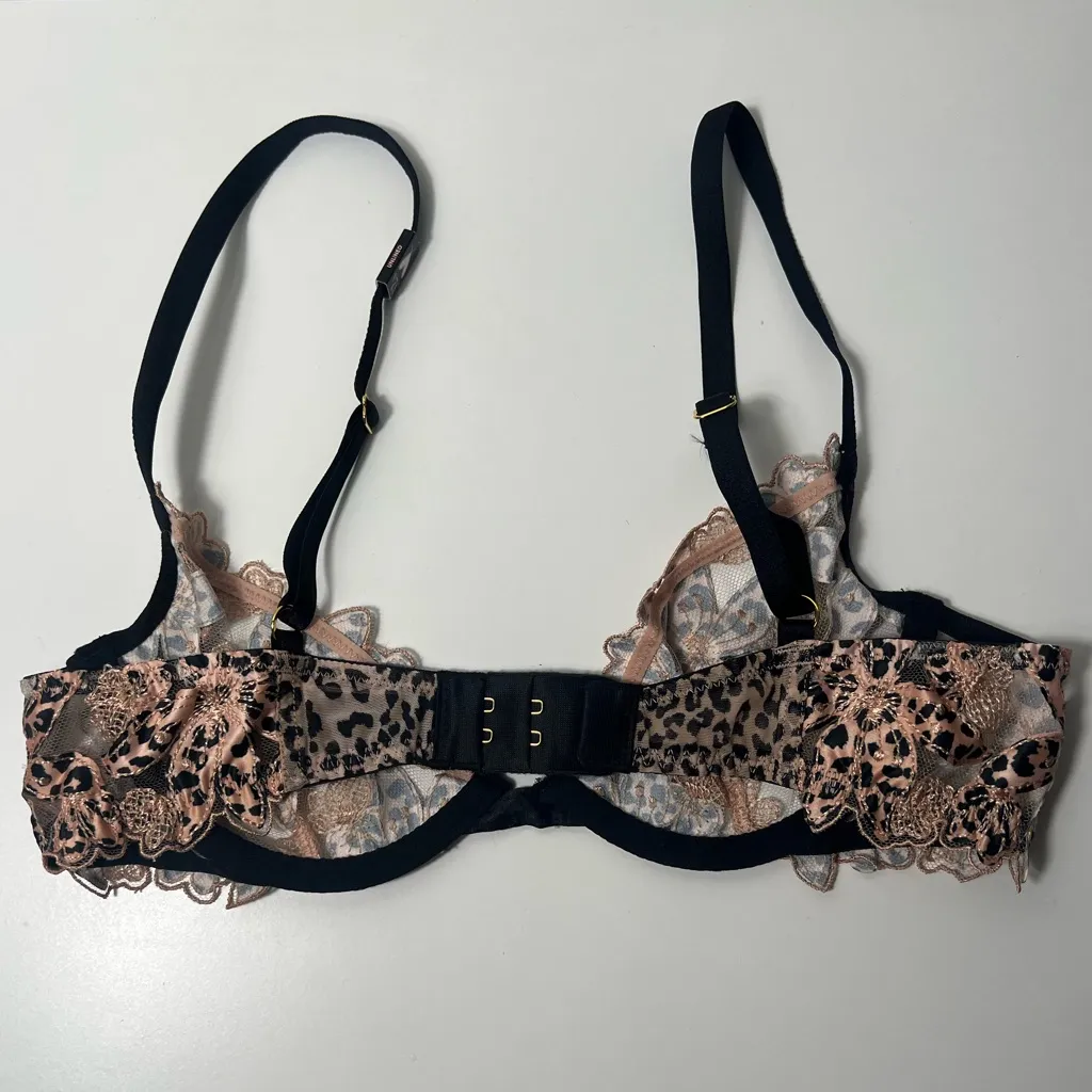 Victoria’s Secret Leopard Unlined Low Cut Floral Embroidered Mesh Demi Bra - Image 7