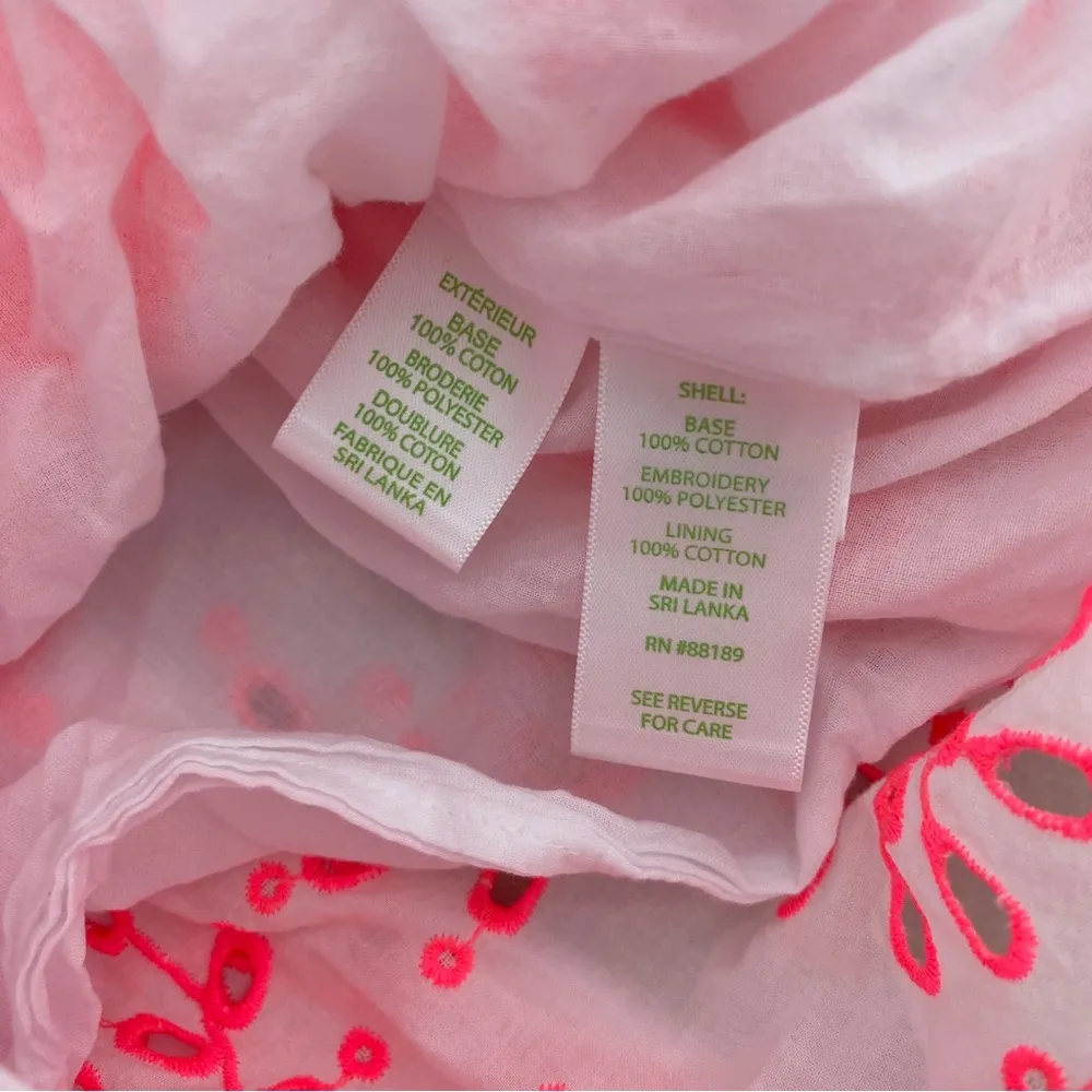 Lilly Pulitzer White Neon Pink Laurenne Off-the-Shoulder Summer Top Shirt XS - Image 5