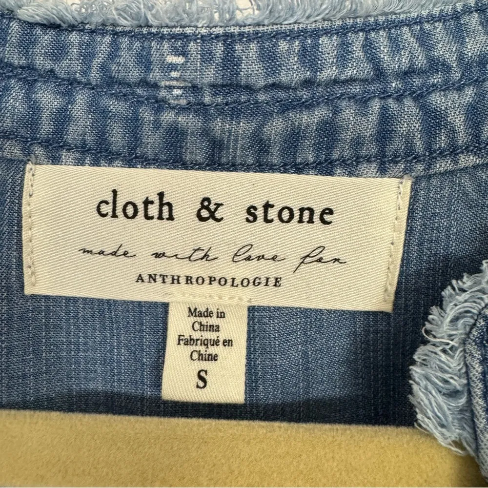 Cloth & Stone Blue Chambray Shirt Dress Womens S Beachy Coastal Cowboy Anthro - Image 3