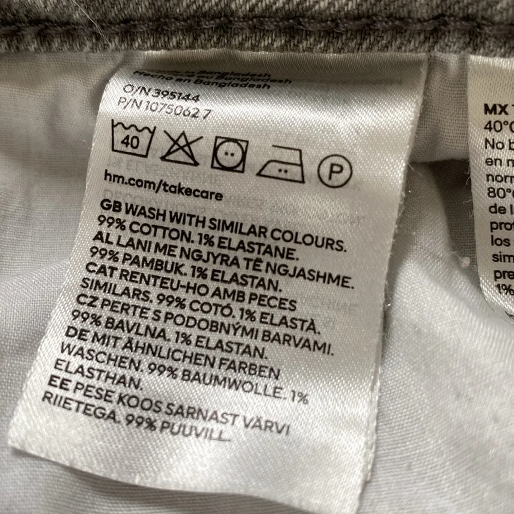 H&M High Rise Straight Leg Denim Jeans Light Acid Wash Gray Size 12 - Image 9