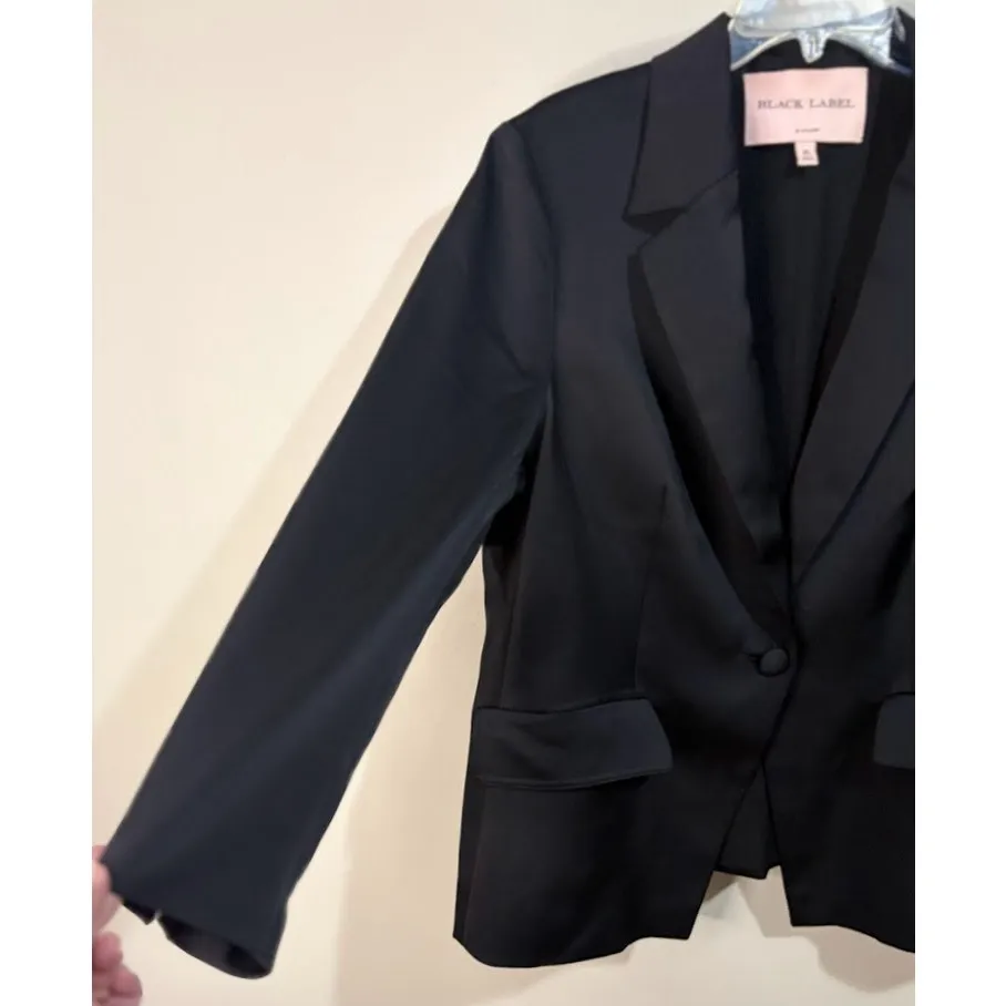Black Label by Chico's Women's Classic Black One Button Blazer Size 16 - Image 2