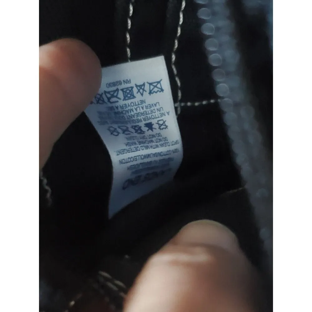 Lands’ End Canvas Pouch‎ Makeup Toiletry Bag Kit Black Embroidered Earth 6"x4" - Image 2