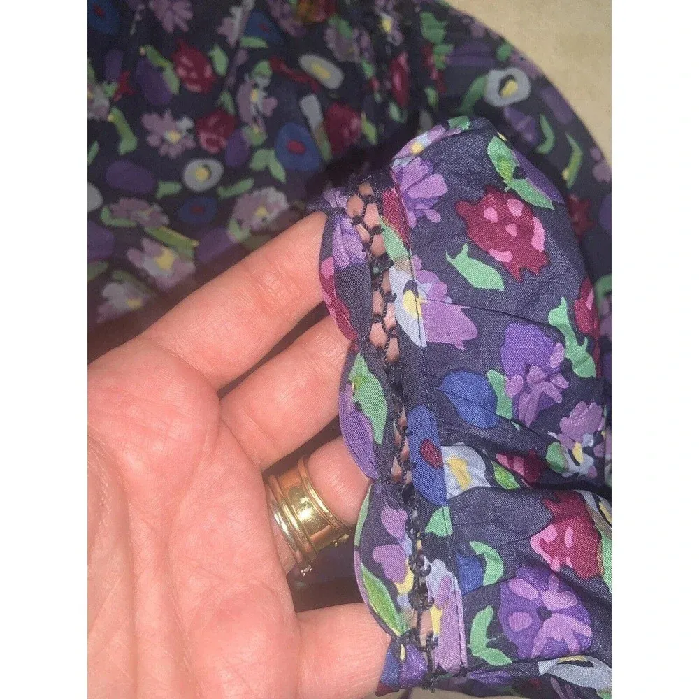 Rebecca Taylor floral silk tie at neck tunic blouse 0 - Image 7