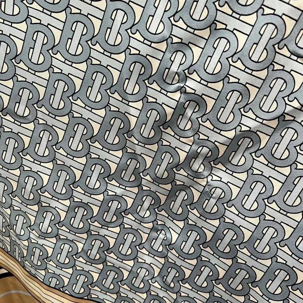 Burberry TB Monogram & Stripe Silk Cape Carf In Pale Blue One Size - Image 7