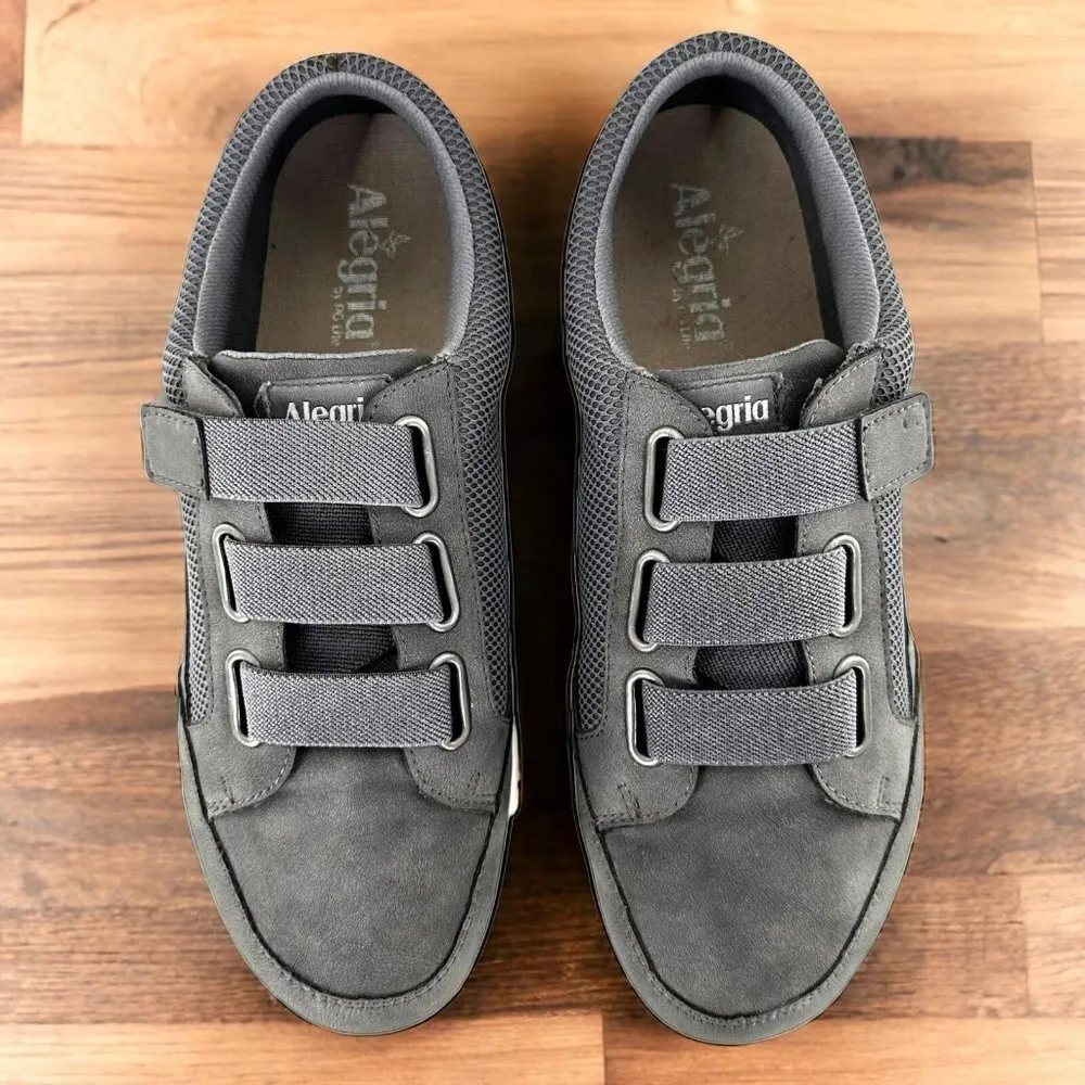 Alegria Slate Gray Leather and Mesh Sneakers Size 40 Walking Comfort Shoes - Image 2