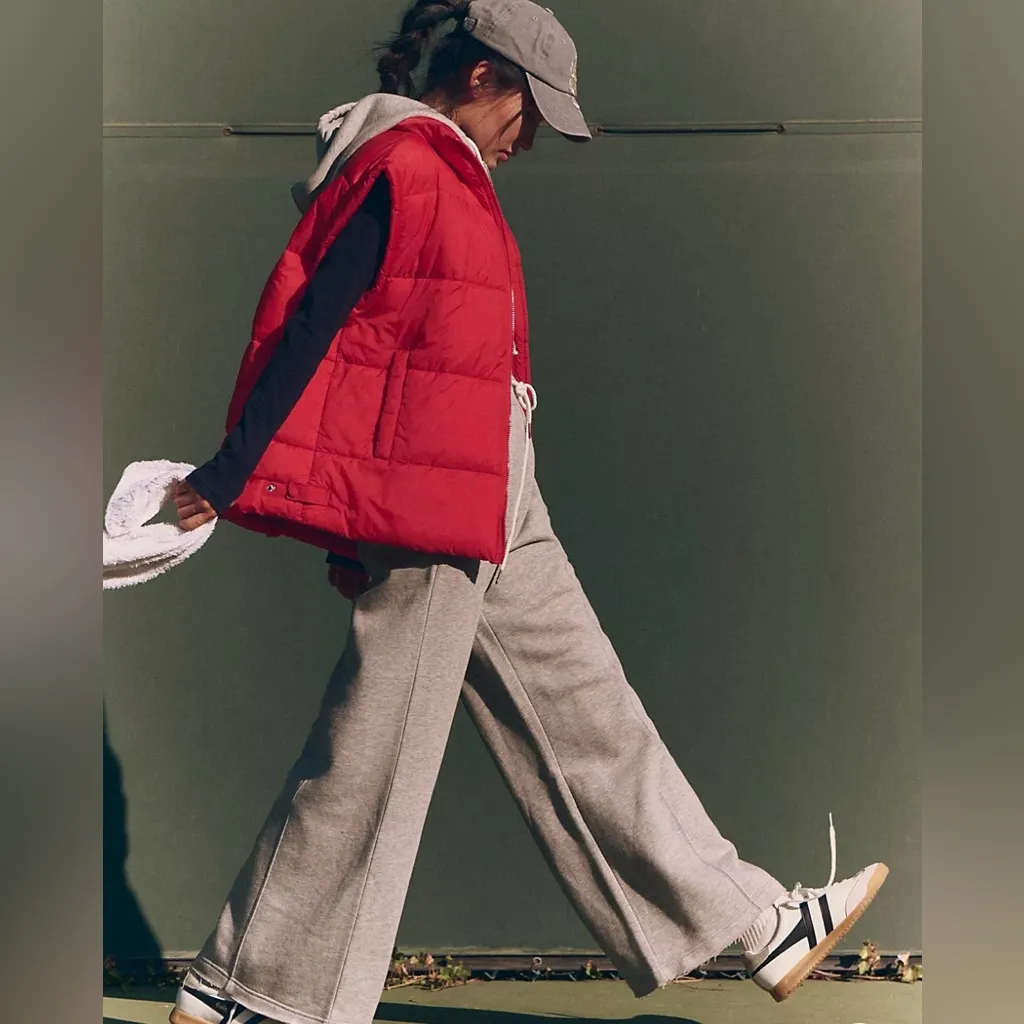 FREE PEOPLE In A Bubble Red Oversized Puffer Vest - Image 4