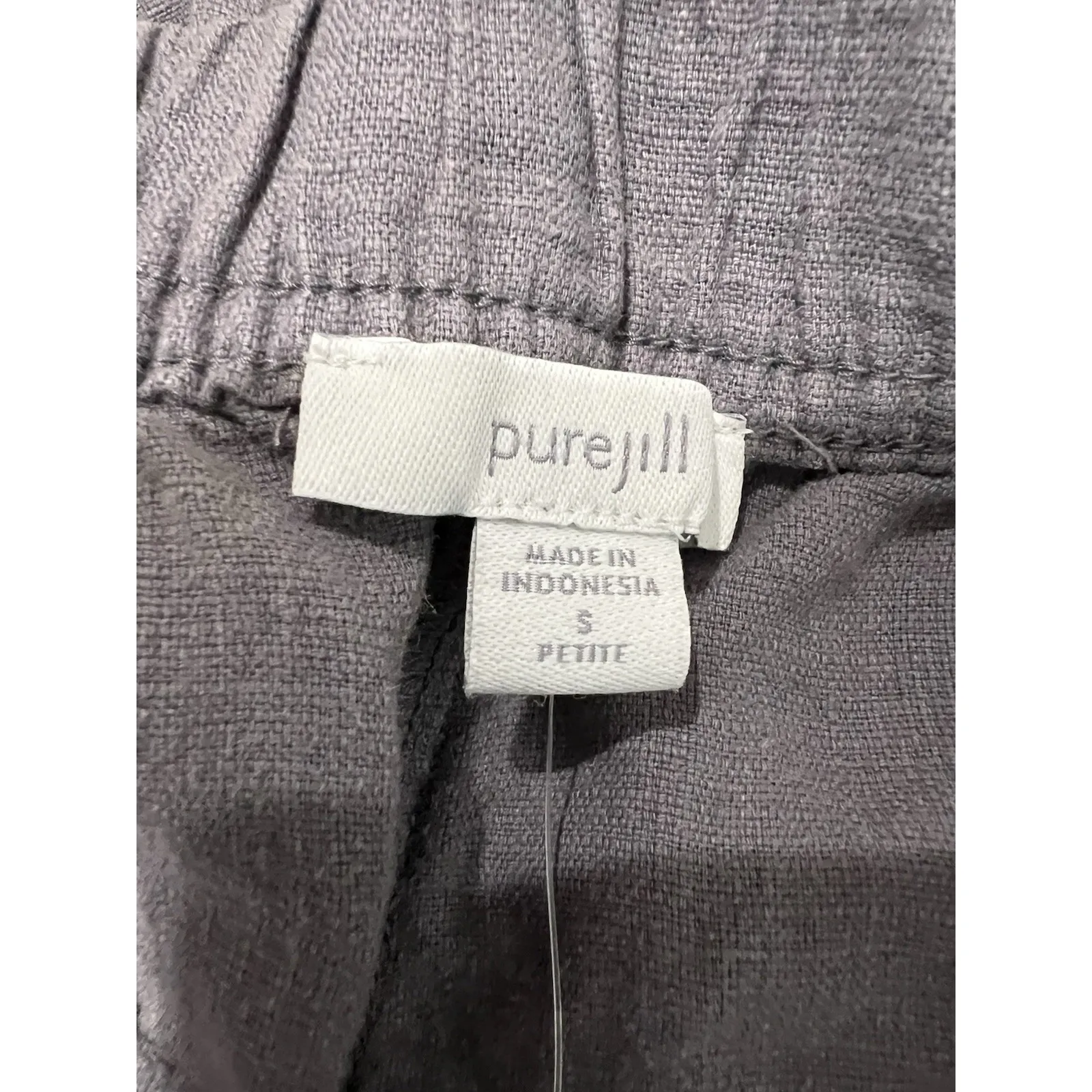 J Jill Linen Blend Pull On Pants Gray Cropped Beach Resort Boho Lagenlook Vacay Size undefined - Image 3