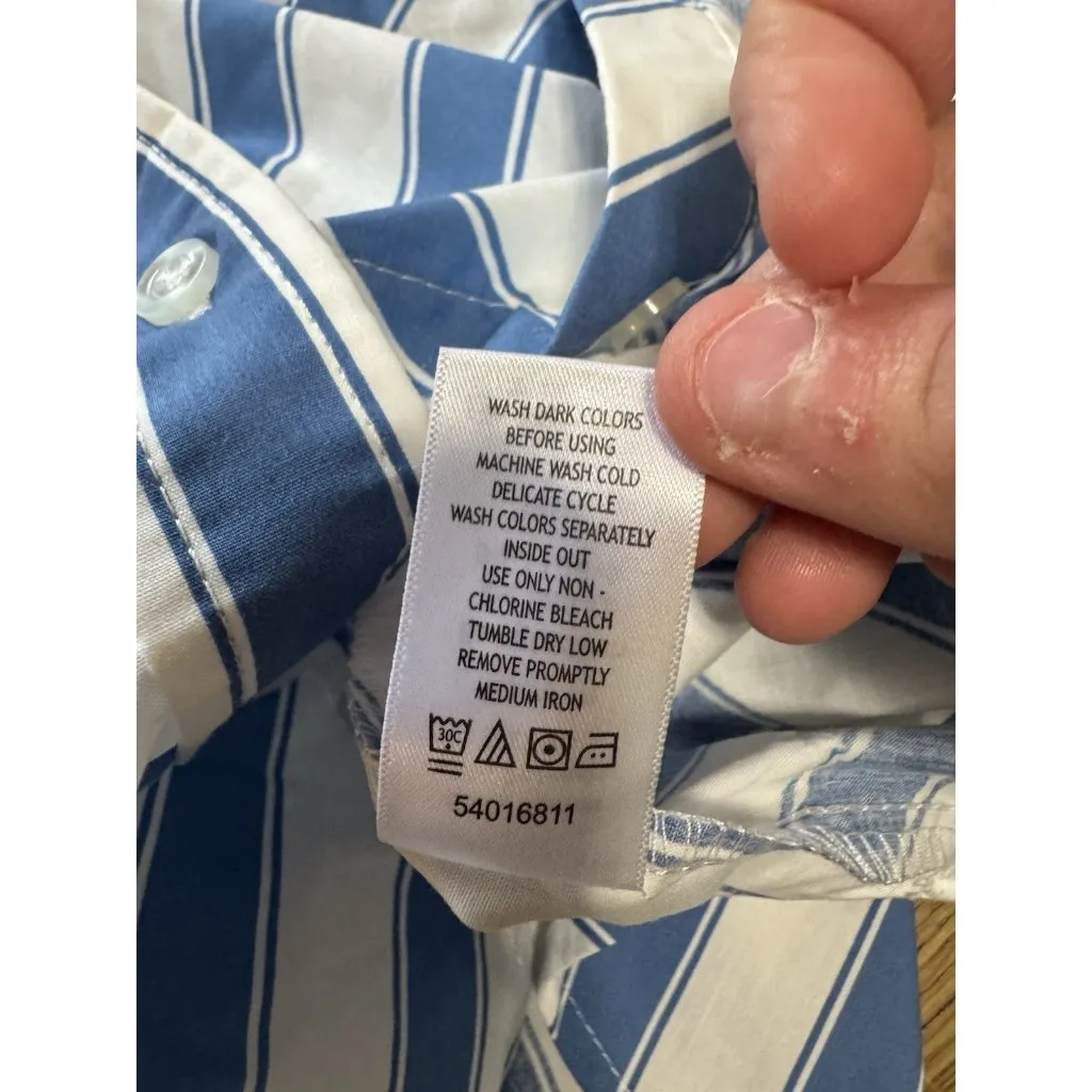 Woman Within Womens Blue White Striped Print Button Up Shirt Size‎ Large Office - Image 9