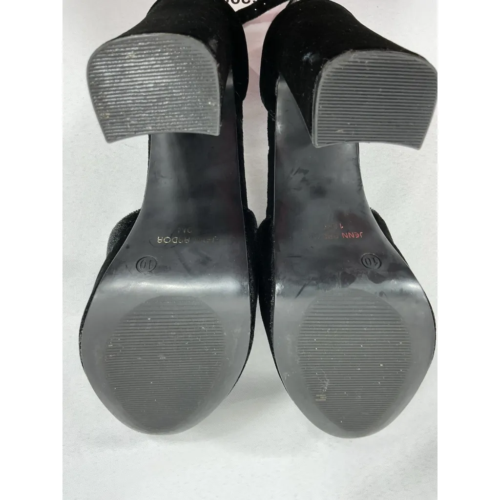 Womans Jenn Platform Dress Shoes Size 10 M Black Buckle Stacked Heel - Image 8