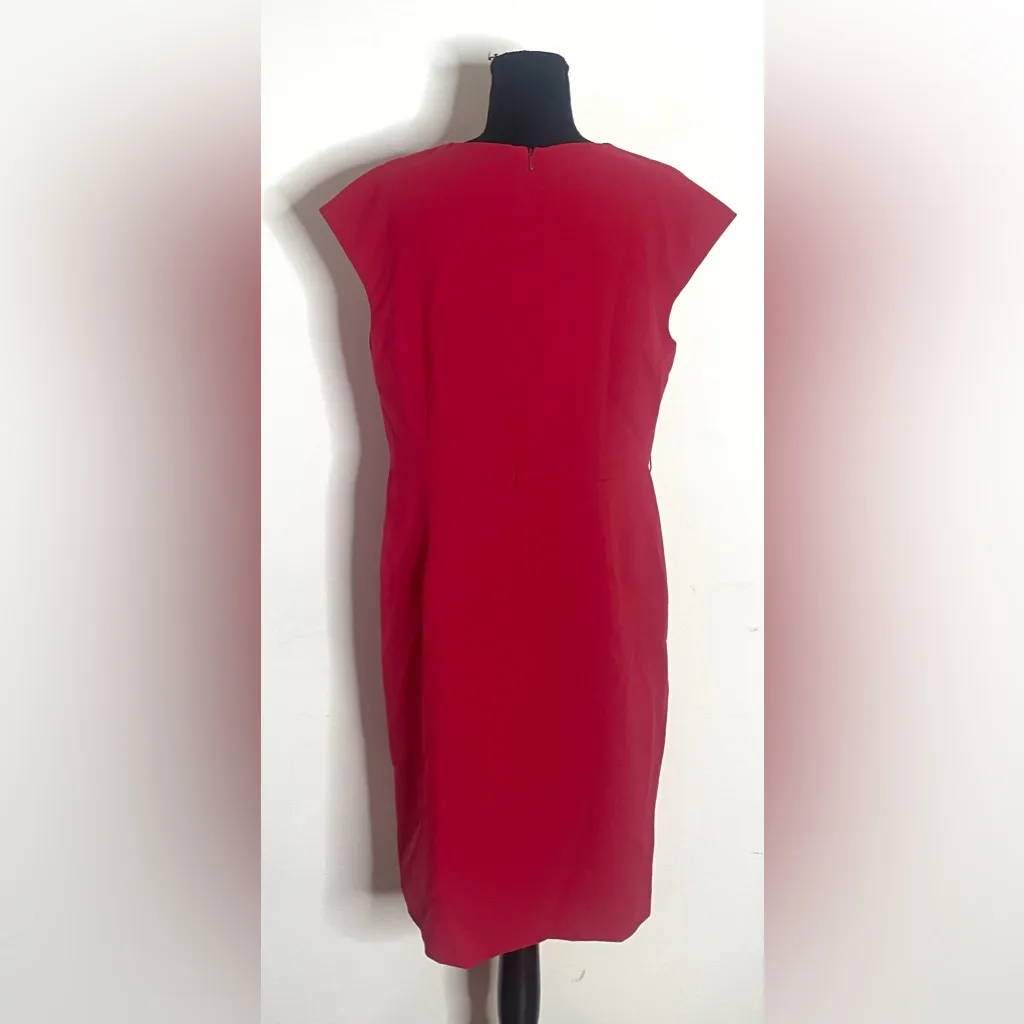 Liz Claiborne- Red Midi Trendy Business Casual Dress Size 12 - Image 4