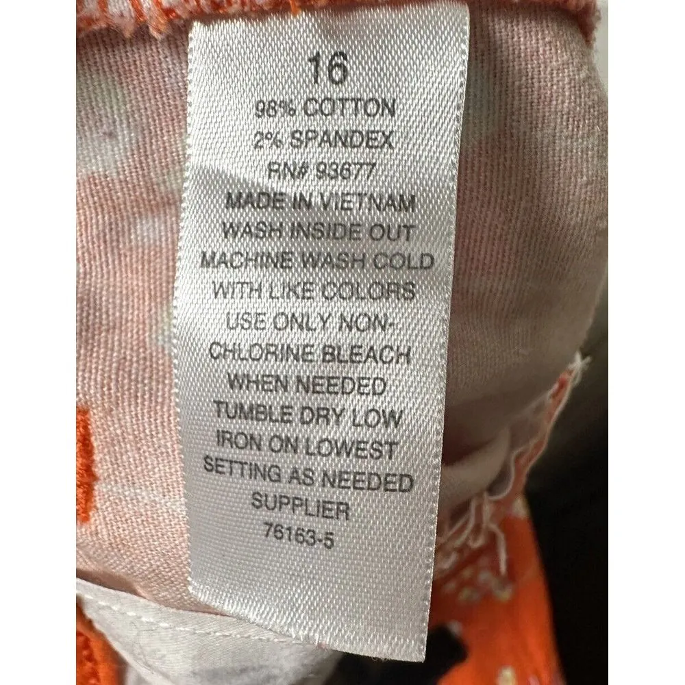 a.n.a (A New Approach) Chino Shorts Womens Size 16 Orange Floral‎ Twill - Image 6