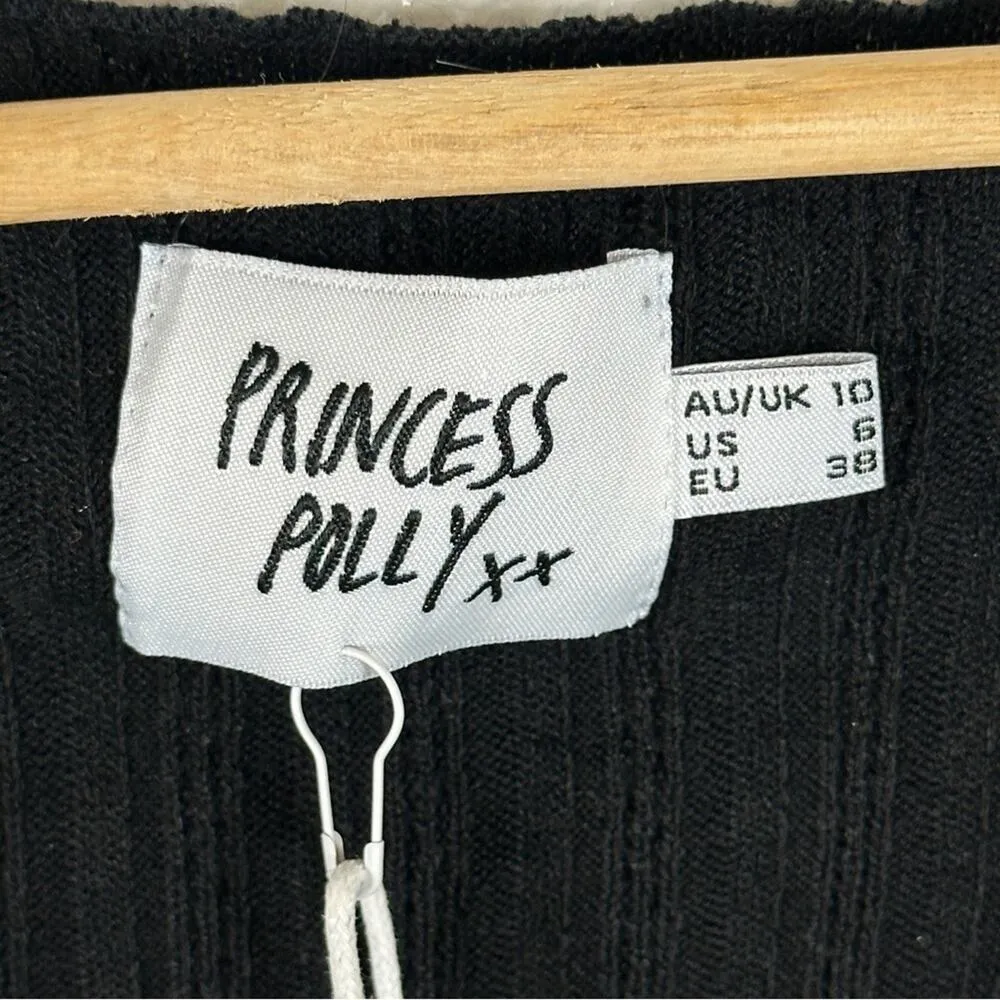 NWT Princess Polly Leon Crop Top Black Womens 6 Textured Knit Minimalist Modern - Image 6