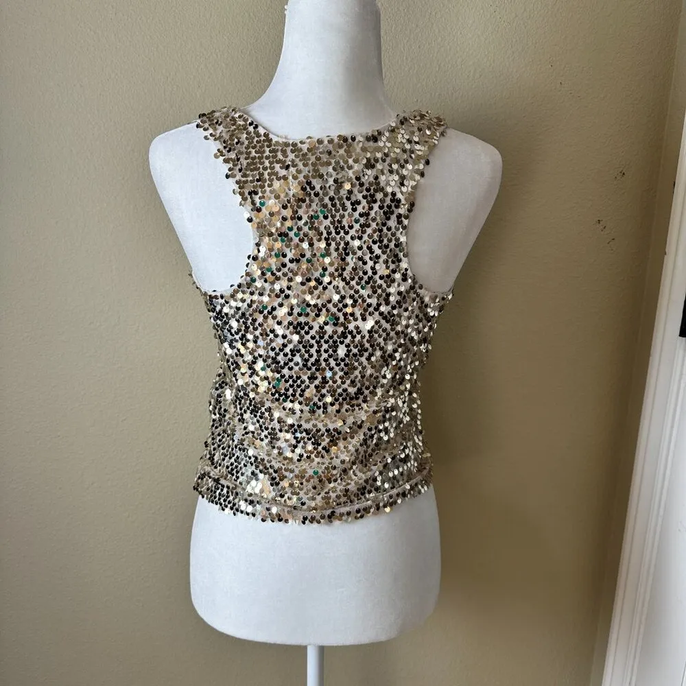 NWOT ABERCROMBIE & FITCH Gold Sequin Racer Back Tank Top - size XS - Image 5