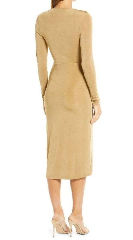 Good American NWT Gold Shimmer Wrap Midi Dress Size 1 - Image 2