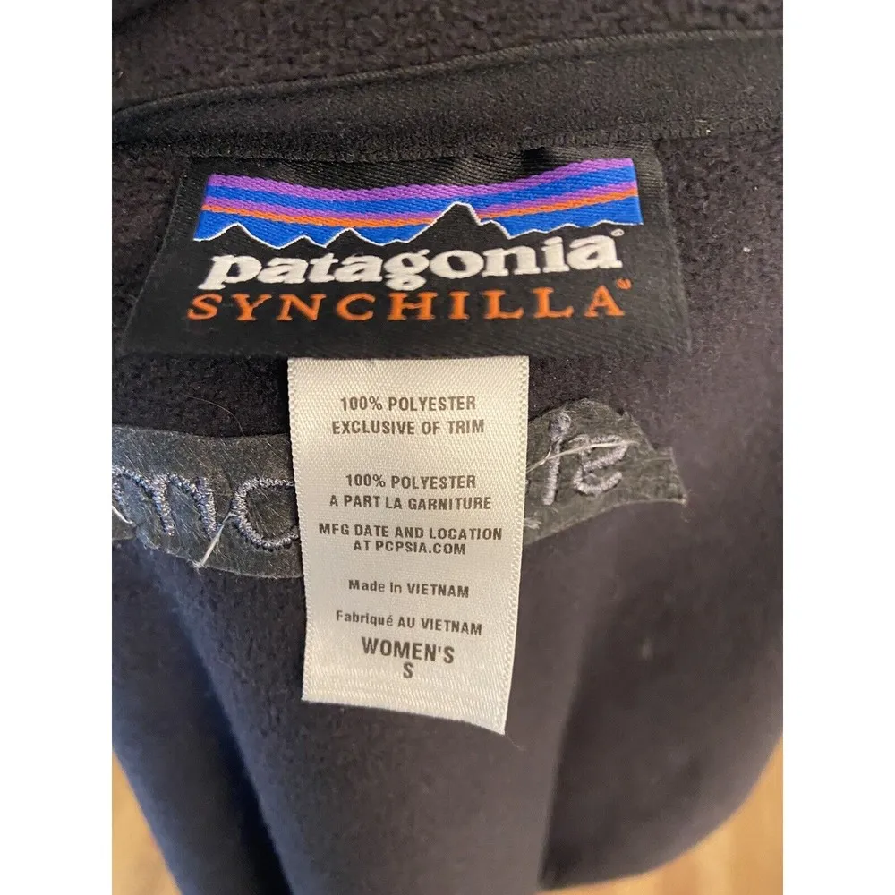 Patagonia S Black Women's Micro Synchilla Logo Jacket Gorpcore - Image 5