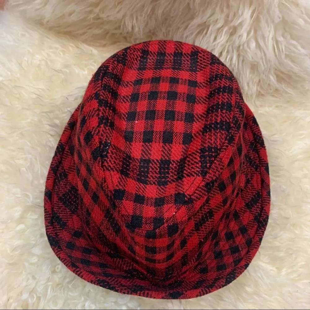 Collection eighteen Buffalo plaid fedora style hat Red - Image 2