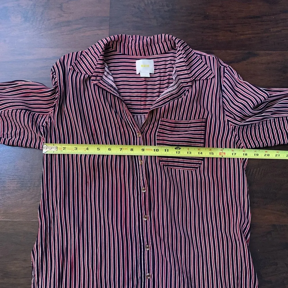 Maeve Anthropologie Adelaide red & navy blue striped button down shirt size S - Image 9