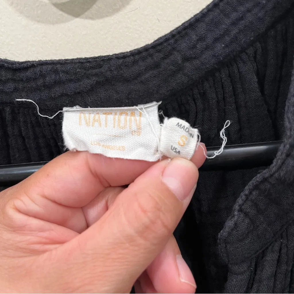 EUC Nation Los Angeles Anthropologie Black Cotton Dress Sz small - Image 3