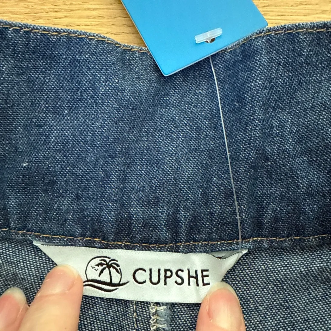 Cupshe Wide Leg Jeans Belted Edge Factor Size XS Blue - Image 3