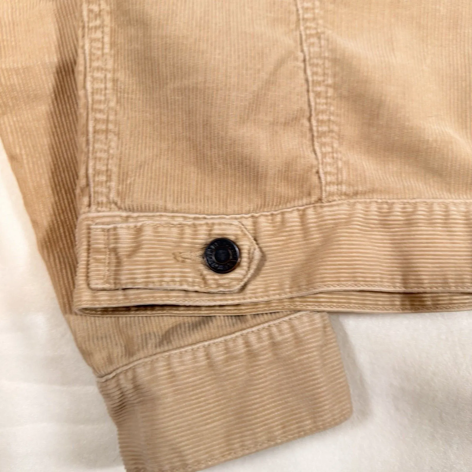Abercrombie & Fitch Vintage Tan Corduroy Womens 100% Cotton Trucker Jacket Large - Image 7