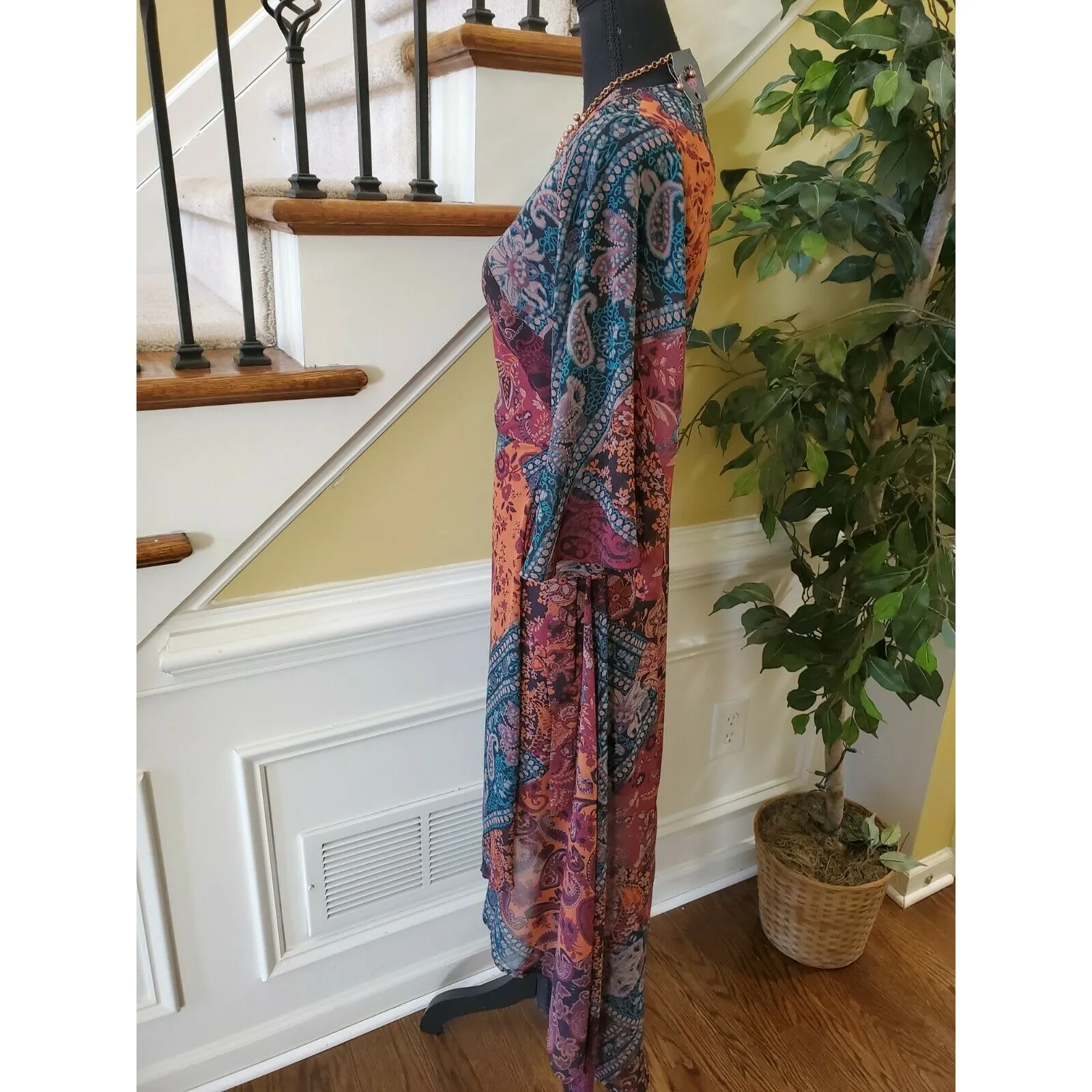 SPIRIT OF GRACE Wrap VNeck Cap Sleeve Floral Dress Cottagecore S - Image 5