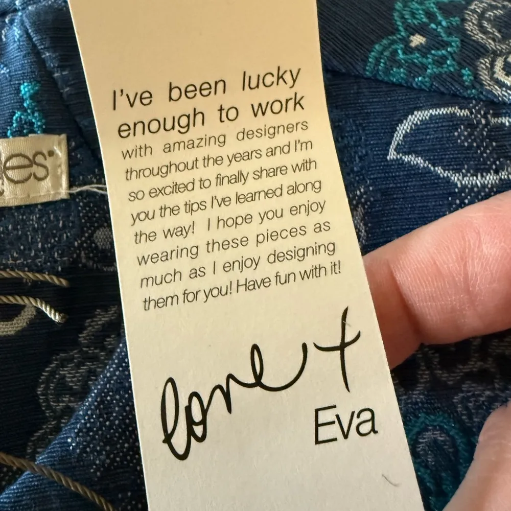 NY&Co Eva Mendes Tapestry Blue Jacquard Floral Lined Dress New York & Company 8 - Image 16