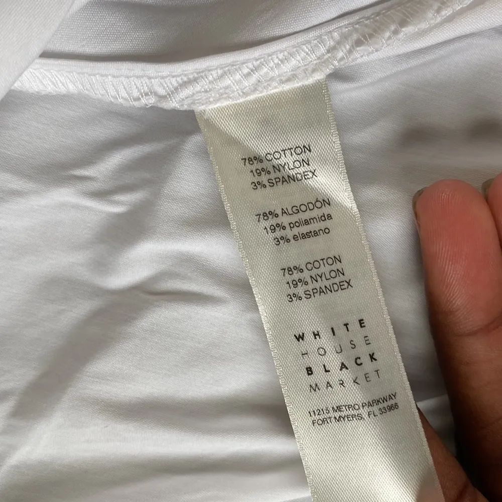 White House Black Market White Button Down Cold Shoulder Top SIZE 4 - Image 4