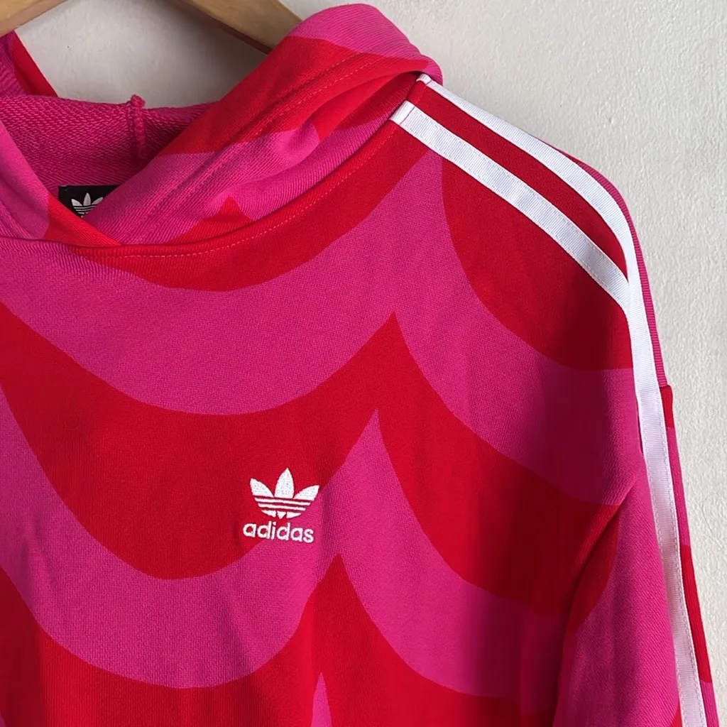 Adidas Women's Originals X Marimekko Hoodie In Vivid Red/team Real Magenta Red Size XS - Image 7