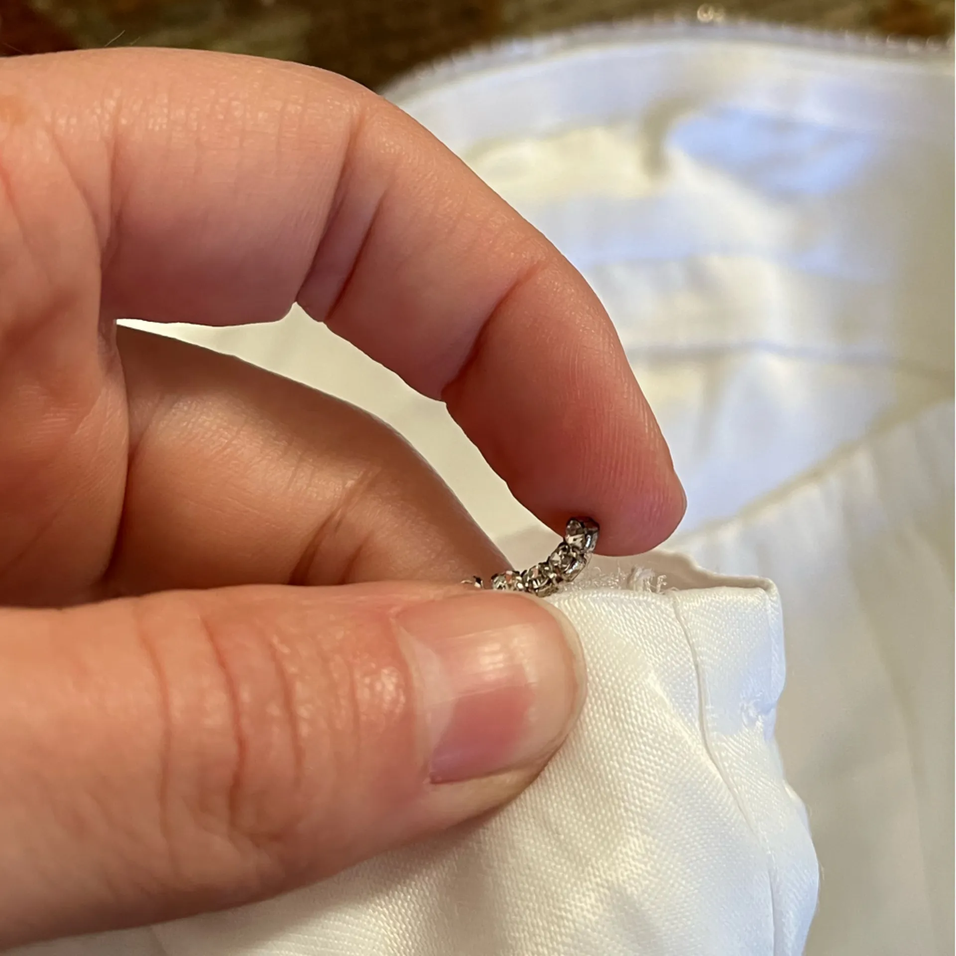 Elegant White Strapless Maxi Dress with jewels on top seam - Image 10