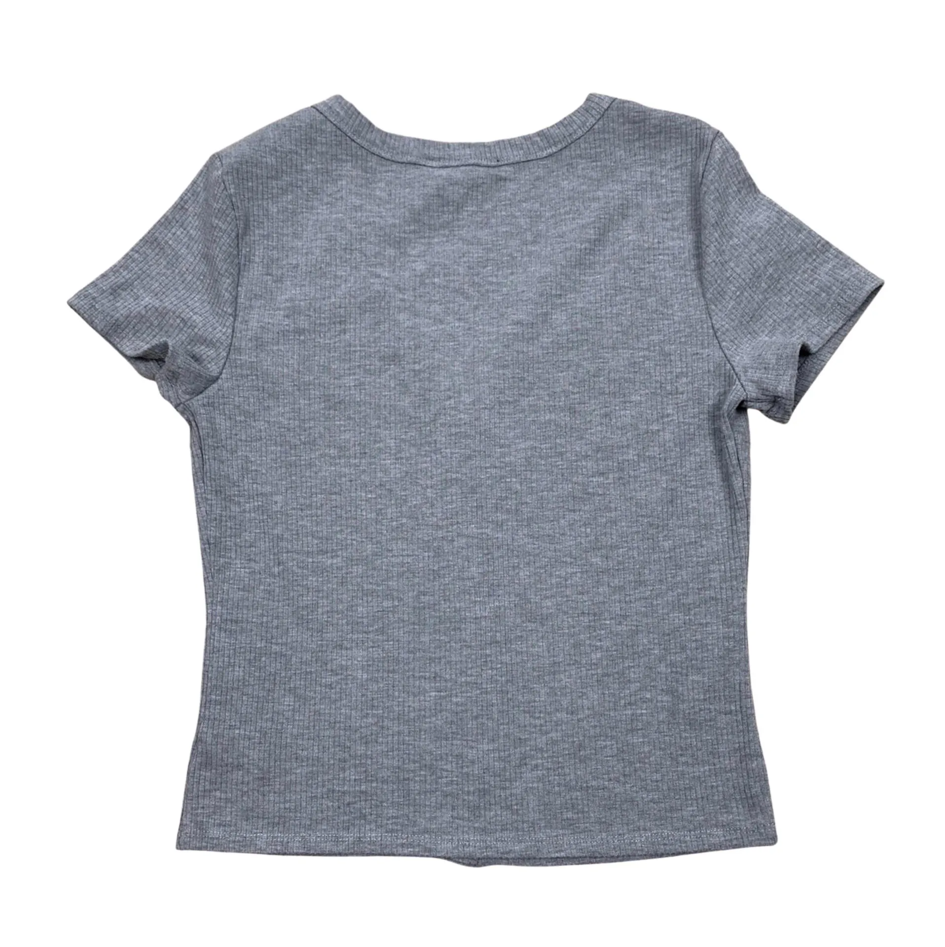 Mixed Threads Los Angeles Basic Ribbed Gray Button Front Top  - Image 2