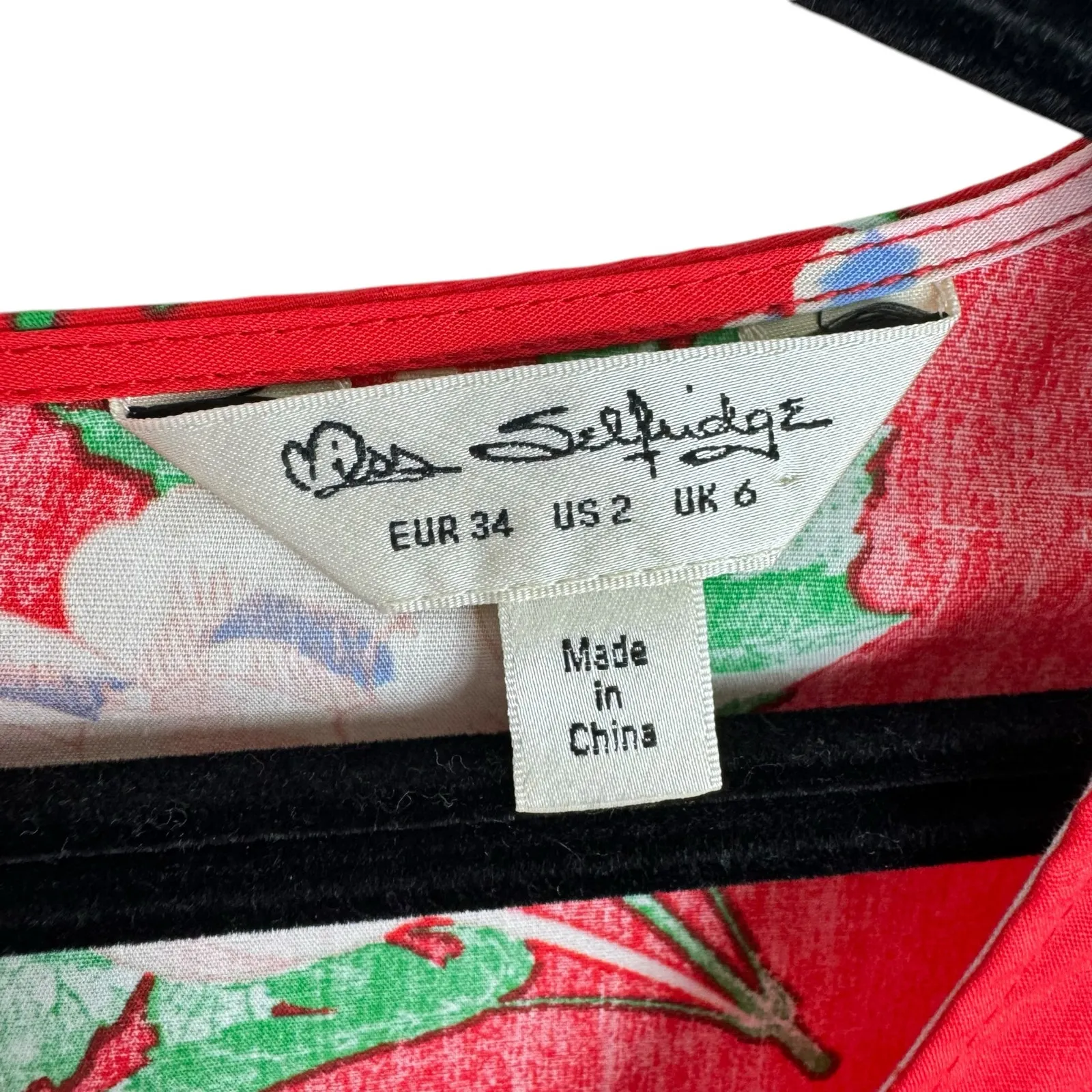 Miss Selfridge Red Floral 3/4 Ruffled Sleeve Fit &‎ Flare Mini Dress Size 2 - Image 7