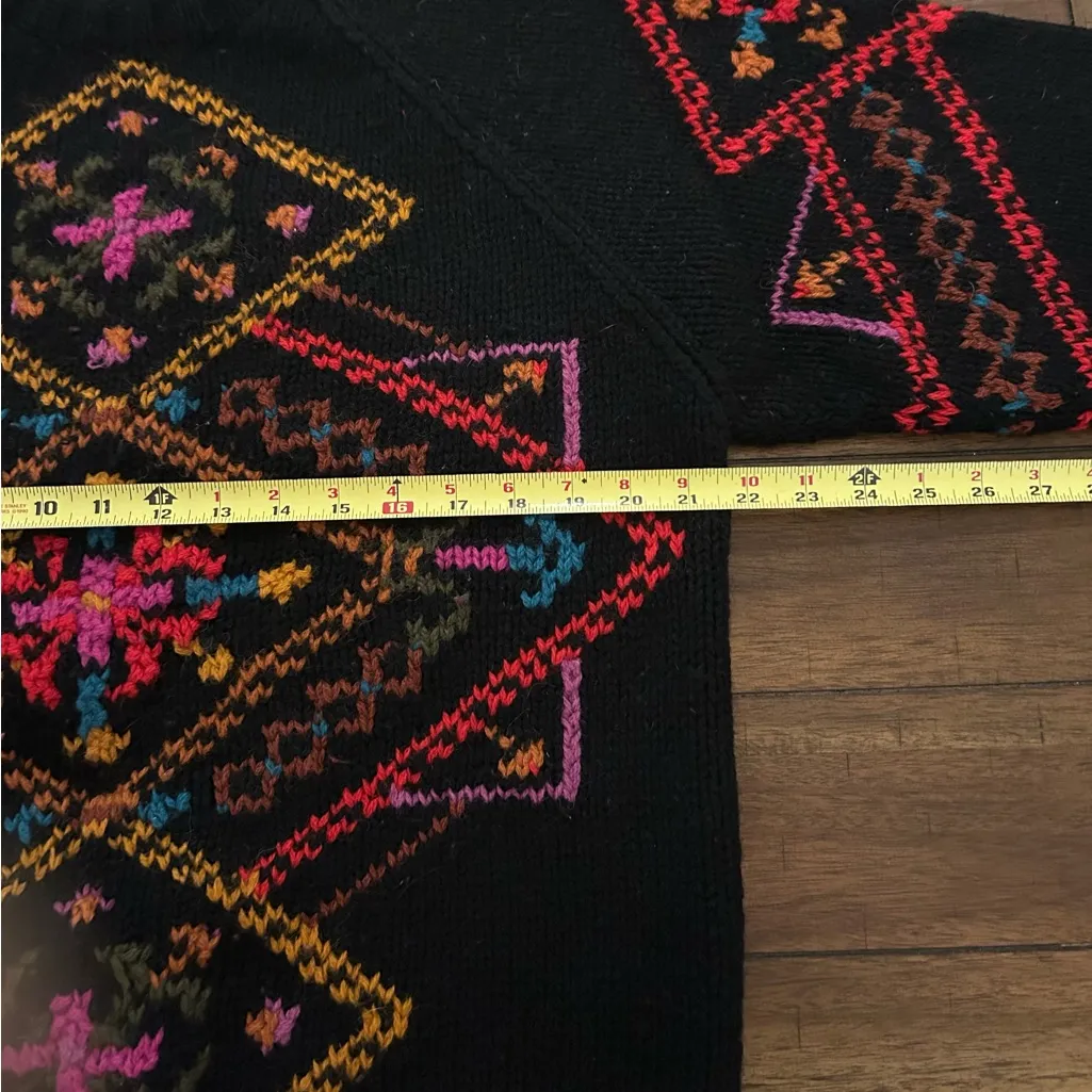 Marsh Landing Hand Knit Vintage Wool Crewneck Colorful Geometric Sweater Large - Image 7