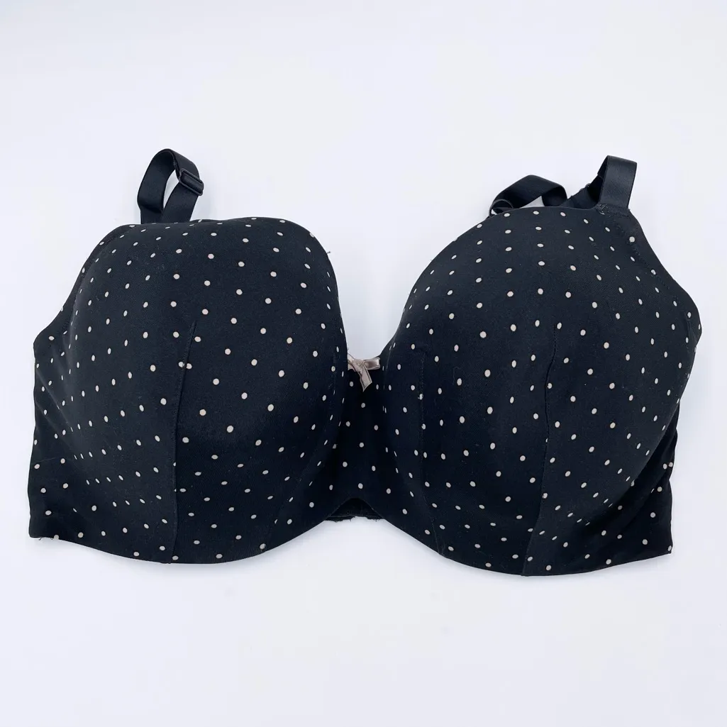 Cacique Lightly Lined Balconette Bra Women's Size 42F Black Polka Dot Underwire - Image 2