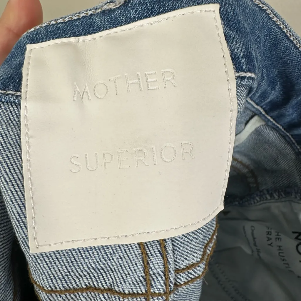 MOTHER Superior Jeans The Hustler Ankle Fray in Crashing Hard Womens 27 Blue - Image 8