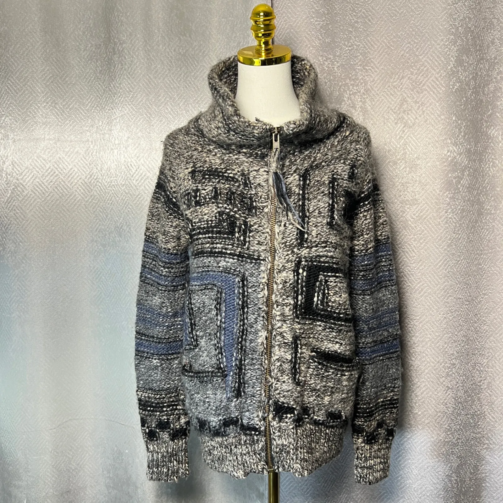 Wilfred Free Italian Yarn Wool Blend Knit Full Zip Cardigan Sweater Small - Image 3