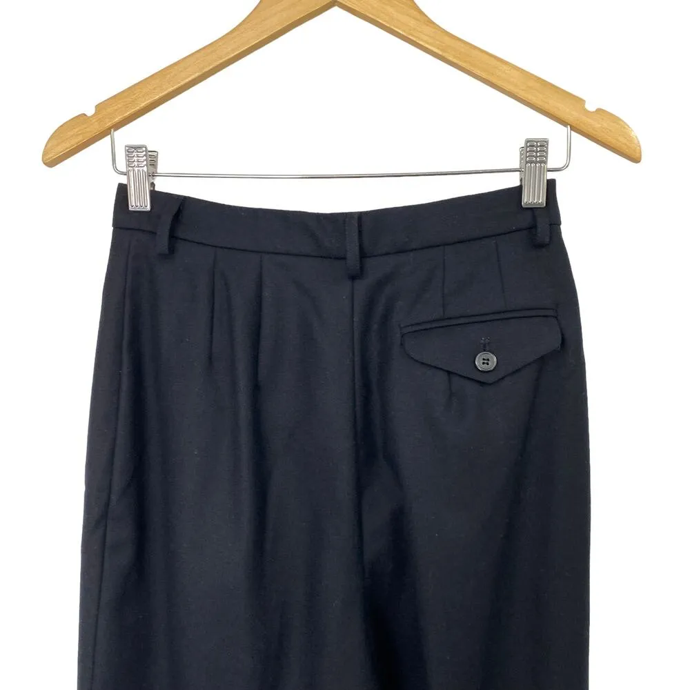 Vintage 90s Casual Corner Pure Wool Pants High Rise Pleated Front Cuffed Black 6 - Image 5