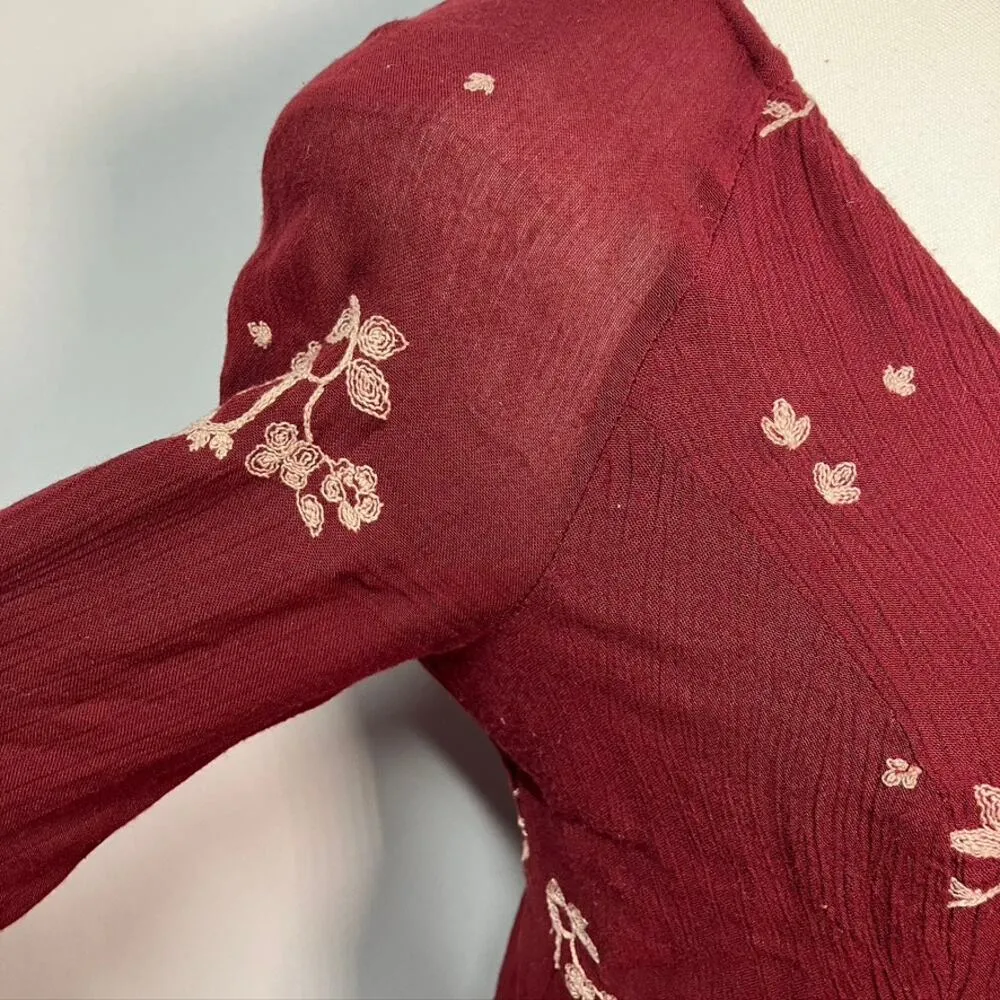 Free People Jasmine Floral Embroidered Mini dress 4 boho fairy As seen on TV - Image 6