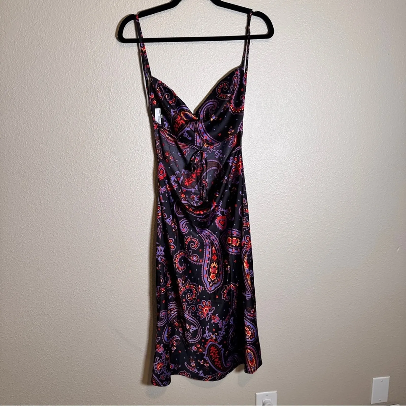 Danielle Bernstein We Wore What Black Paisley Satin Mini Dress Womens M Party - Image 5