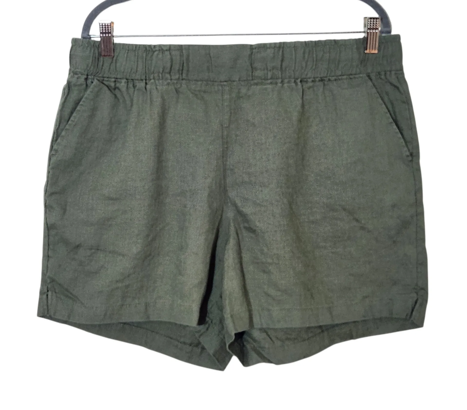 Company by Ellen Tracy Olive Green Linen Shorts Size Large Linen Pull-on Shorts - Image 1