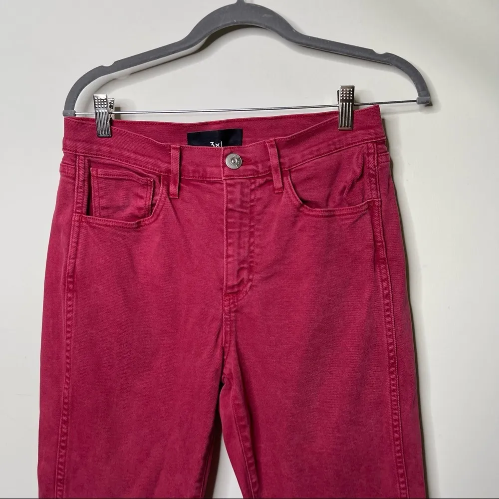 3x1 NYC Womens High Rise Slim Stevie Straight Leg Jeans Hot Pink Denim - Image 3