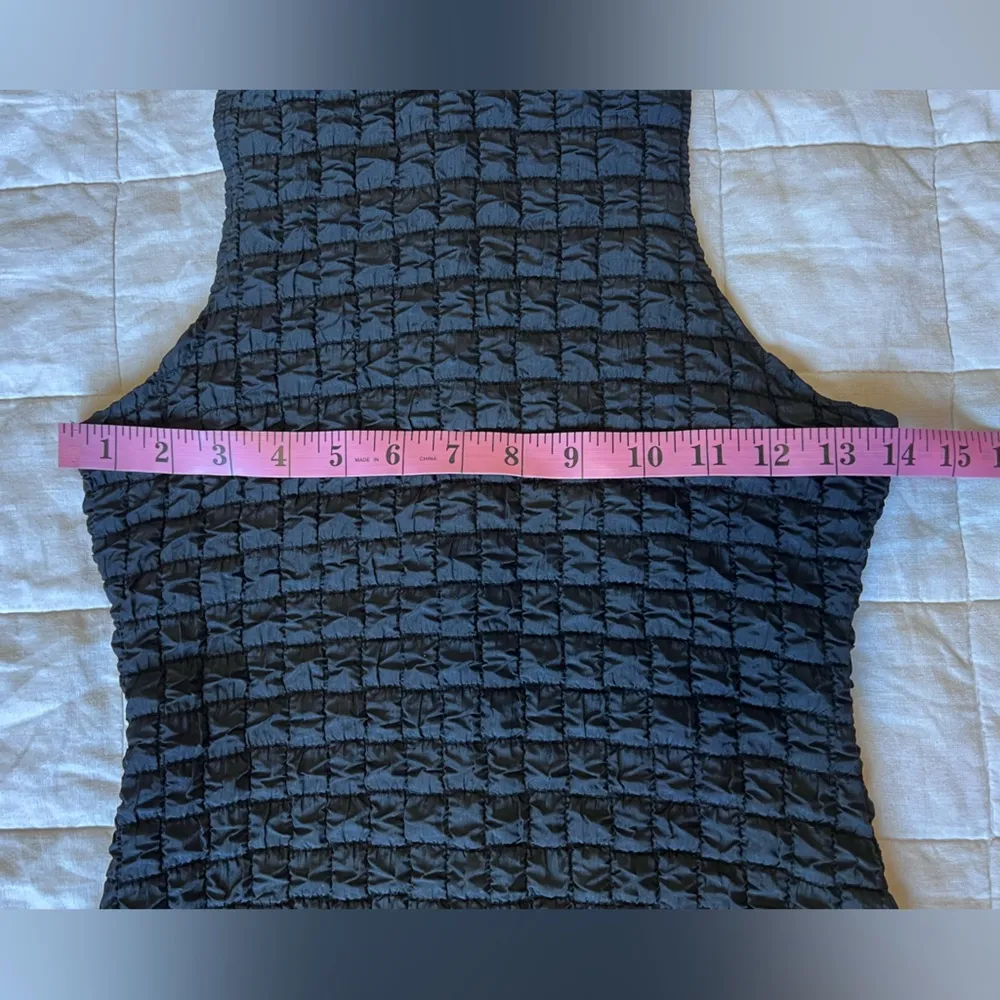 Urban Outfitters Black Gina Bubble Knit Quilted Puff Midi Dress w/ Slit - Small - Image 8