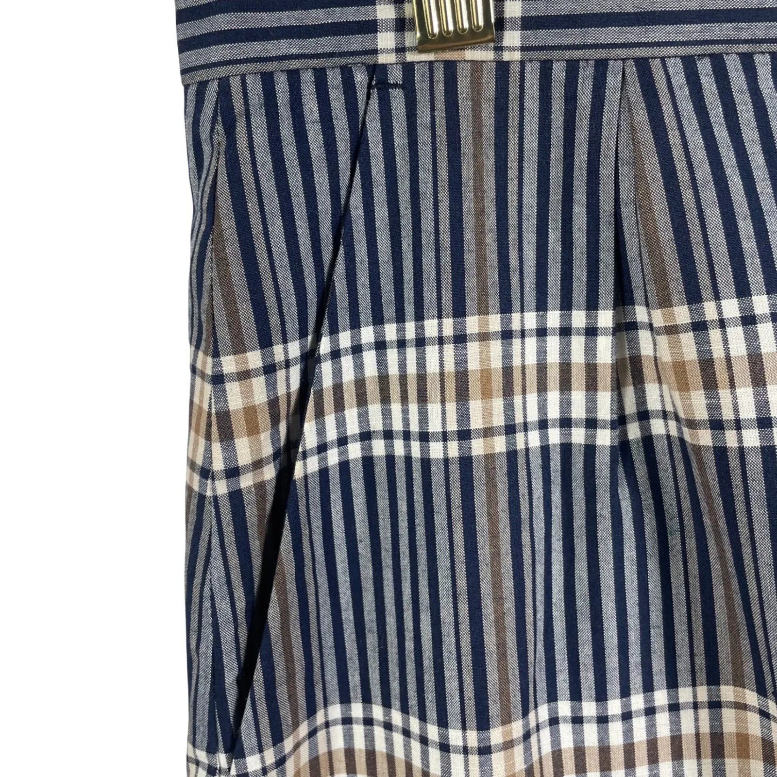 Pendleton Women's Plaid Cotton Skirt 8 Blue Tan White Knee Length Classic Style - Image 3